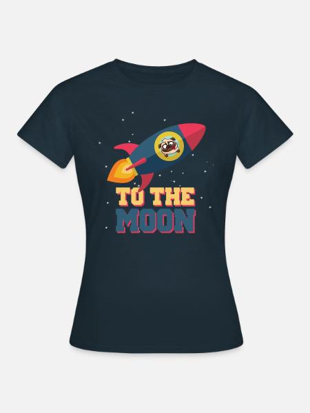 To The Moon Dog Rocket - Frauen T-Shirt - Navy