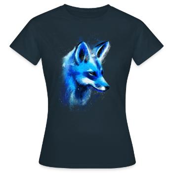 Renard dessiné à la main - T-shirt Femme - marine - Devant - AI Model Female 172 dark (172cm)