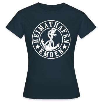 Port d’attache Emden - T-shirt Femme - marine - Devant - AI Model Female 172 dark (172cm)