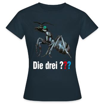 Die Drei ??? und der Ameisenmensch mit Logo - Frauen T-Shirt - Navy - Vorne - AI Model Female 172 dark (172cm)