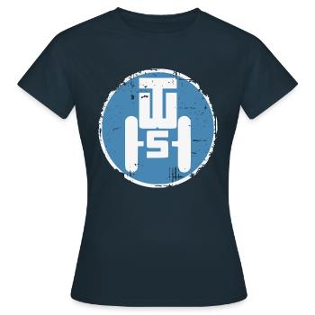 Traktorenwerk Schönebeck Retro - Fortschritt DDR - Frauen T-Shirt - Navy - Vorne - AI Model Female 172 dark (172cm)