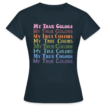My true colors: rainbow vintage - Frauen T-Shirt - Navy - Vorne - AI Model Female 172 dark (172cm)