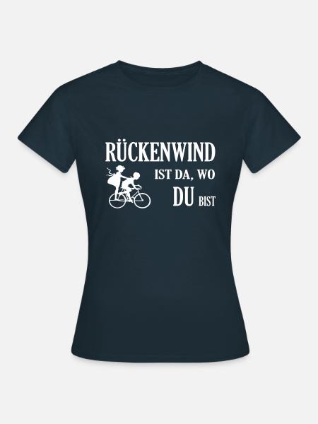 Rückenwind Tandem Paar Fahrrad Tour Ehe Geschenk - Frauen T-Shirt - Navy