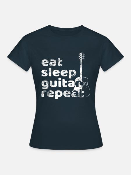 Eat Sleep Guitar Repeat - Frauen T-Shirt - Navy