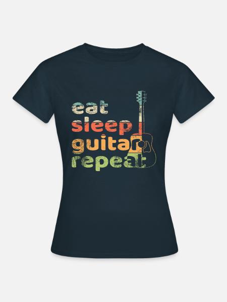Eat Sleep Guitar Repeat - Frauen T-Shirt - Navy