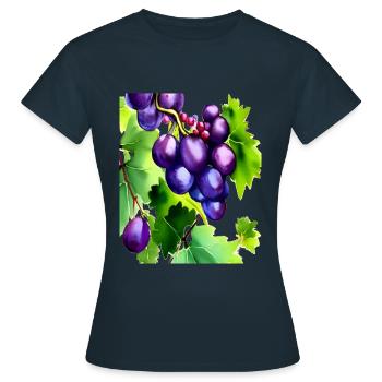 Raisins sur une vigne - T-shirt Femme - marine - Devant - AI Model Female 172 dark (172cm)
