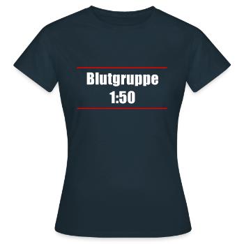 Blutgruppe 1:50 - Frauen T-Shirt - Navy - Vorne - AI Model Female 172 dark (172cm)