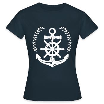 Anker - Anchor - Maritim - Nautik - Frauen T-Shirt - Navy - Vorne - AI Model Female 172 dark (172cm)