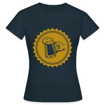 Bier - Beer / Bierkrug - Bierflasche Bierfass - Frauen T-Shirt - Navy - Vorne - AI Model Female 172 dark (172cm)