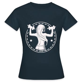 Bodybuilding Gewichtheben Fitness Workout - Frauen T-Shirt - Navy - Vorne - AI Model Female 172 dark (172cm)