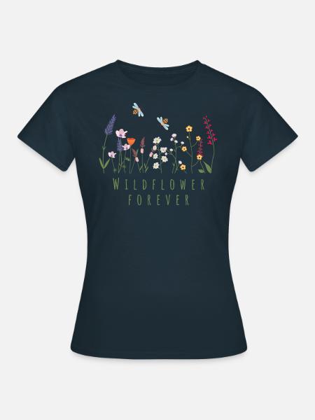 Wildblumen | Blumenwiese Blumen Bienen Tiere Imker - Frauen T-Shirt - Navy