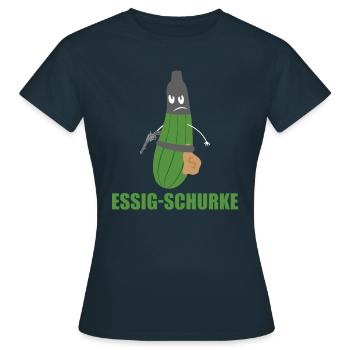 Essig Schurke - Essiggurke Salatgurke Cowboy-Gurke - Frauen T-Shirt - Navy - Vorne - AI Model Female 172 dark (172cm)