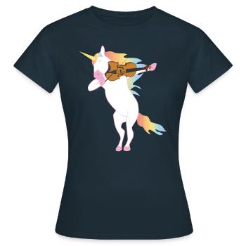 Einhorn spielt die Geige - Orchester Instrumente - Frauen T-Shirt - Navy - Vorne - AI Model Female 172 dark (172cm)