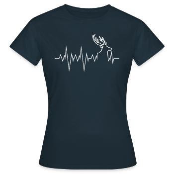 Chasseur Battement de Coeur Hirsch - Club de chasse Hirschgeweih - T-shirt Femme - marine - Devant - AI Model Female 172 dark (172cm)