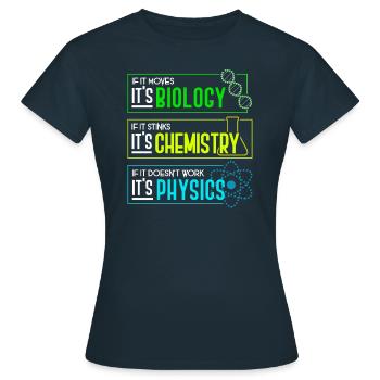 Biology - Chemistry - Physics Teacher Lesson Gift - T-shirt Femme - marine - Devant - AI Model Female 172 dark (172cm)