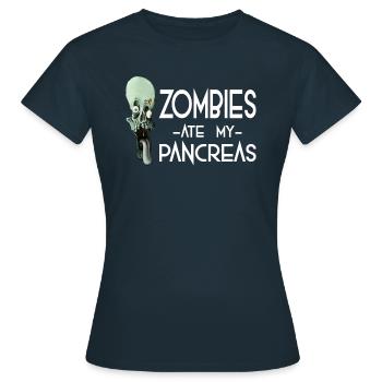 Zombies ate my Pancreas - Horror Zombie Ghost Gift - Women's T-Shirt - navy - Front - AI Model Female 172 dark (172cm)