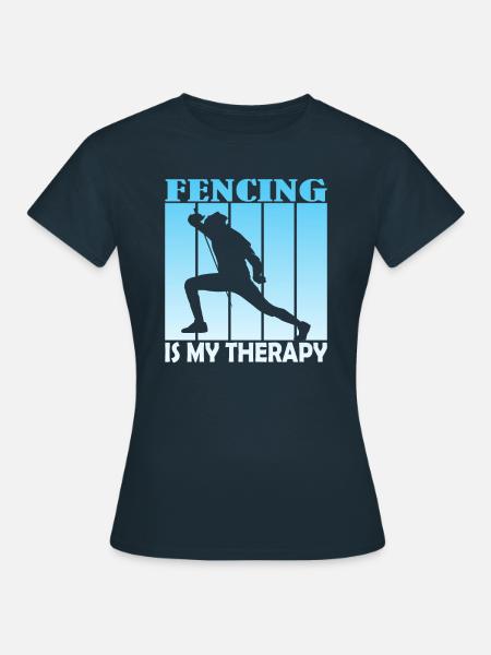 fencing is my therapy - Frauen T-Shirt - Navy