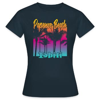 Papenoo Beach Tahiti - Frauen T-Shirt - Navy - Vorne - AI Model Female 172 dark (172cm)