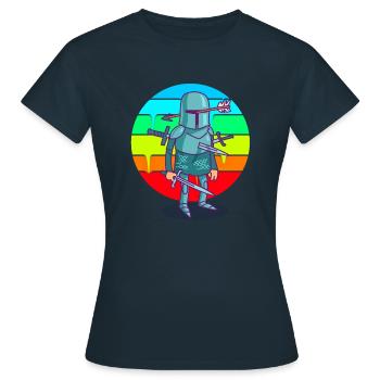 Cartoon Knight Sunset - T-shirt Femme - marine - Devant - AI Model Female 172 dark (172cm)