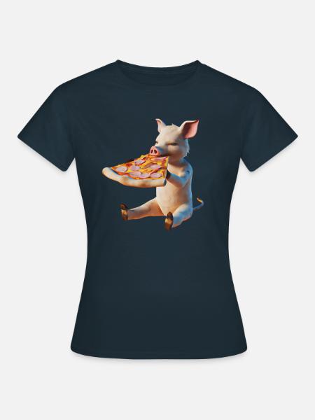 Piggy in Paradise Pizza - Frauen T-Shirt - Navy
