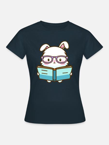 Bücherwurm-Hase - Frauen T-Shirt - Navy
