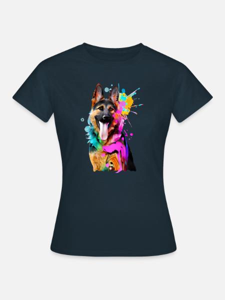 Farbkleckse Schäferhund - Frauen T-Shirt - Navy