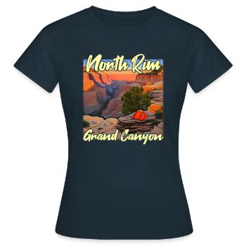 Coucher de soleil sur la rive nord du Grand Canyon - T-shirt Femme - marine - Devant - AI Model Female 172 dark (172cm)
