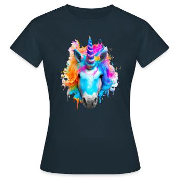 Farbenfrohes Einhorn - Frauen T-Shirt - Navy - Vorne - AI Model Female 172 dark (172cm)