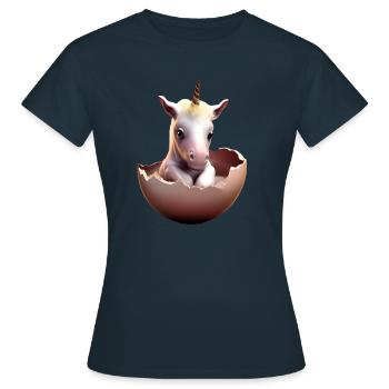 Bébé licorne à couver - T-shirt Femme - marine - Devant - AI Model Female 172 dark (172cm)