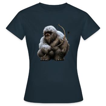 Yéti avec arc et flèches - T-shirt Femme - marine - Devant - AI Model Female 172 dark (172cm)