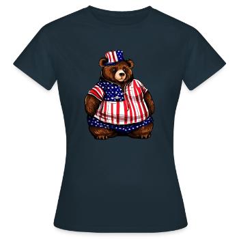 Fetter Amerikanischer Bär - Frauen T-Shirt - Navy - Vorne - AI Model Female 172 dark (172cm)