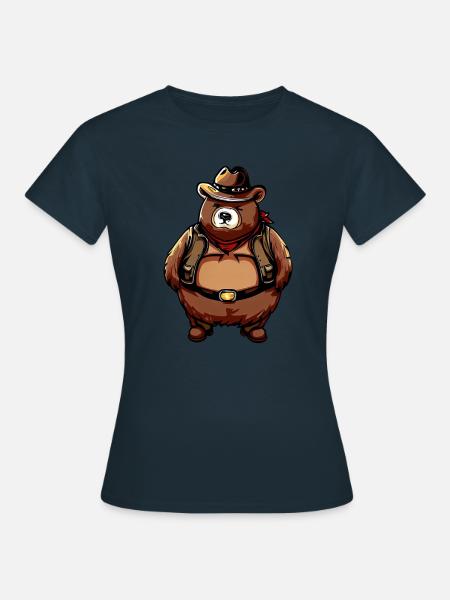 Fetter Cowboy Bär - Frauen T-Shirt - Navy
