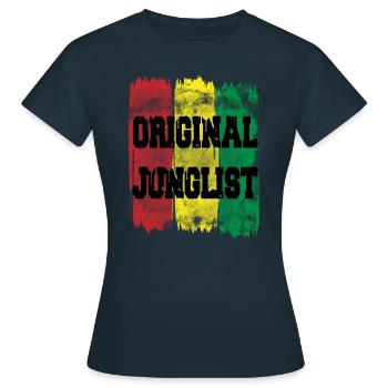 Original Junglist Rouge Jaune Vert DNB Drum n Bass - T-shirt Femme - marine - Devant - AI Model Female 172 dark (172cm)
