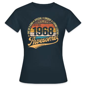 1968 Anniversaire Retro Cadeau Né Année 1968 - T-shirt Femme - marine - Devant - AI Model Female 172 dark (172cm)