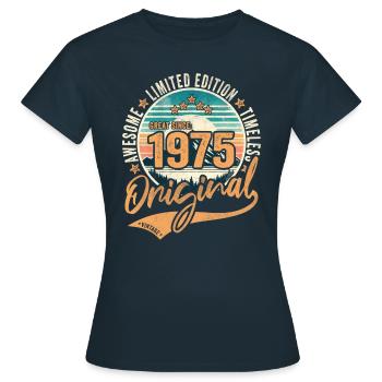 Jahrgang 1975 49.Geburtstag Original 1975 - Frauen T-Shirt - Navy - Vorne - AI Model Female 172 dark (172cm)