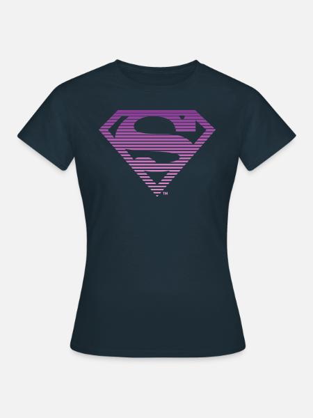 DC Comics Superman Classic Logo Striped - Dame-T-shirt - marineblå