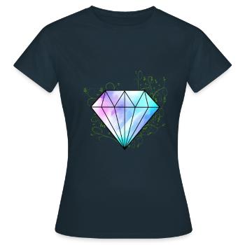 Diamant lierre branches bijoux - T-shirt Femme - marine - Devant - AI Model Female 172 dark (172cm)