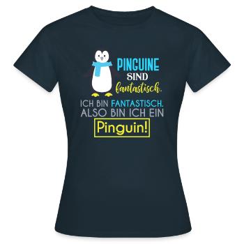 Pinguine Pinguine - Frauen T-Shirt - Navy - Vorne - AI Model Female 172 dark (172cm)