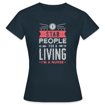 Sygeplejerske, Sygeplejerske, Sygeplejerske - Dame-T-shirt - marineblå - Foran - AI Model Female 172 dark (172cm)