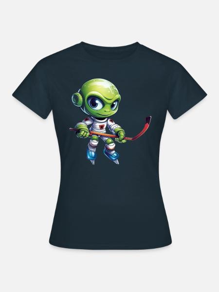 Alien Eishockeyspieler - Frauen T-Shirt - Navy