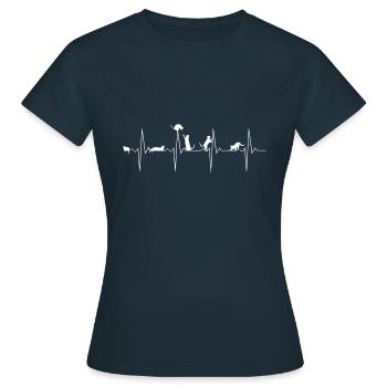Cat Pulse Heartbeat Gift Idea - Women's T-Shirt - navy - Front - AI Model Female 172 dark (172cm)