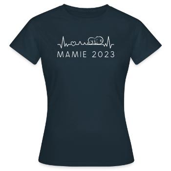Mamie 2023 ECG Annoncer La Grossesse à Grand-Mère - T-shirt Femme - marine - Devant - AI Model Female 172 dark (172cm)