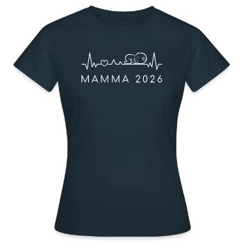 Maman 2026 Battement de cœur Grossesse Suédois - T-shirt Femme - marine - Devant - AI Model Female 172 dark (172cm)