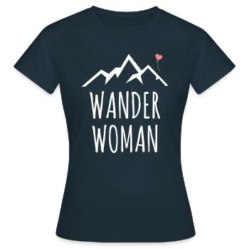 Wander Woman Berge Wandern Geschenk Idee - Frauen T-Shirt - Navy - Vorne - AI Model Female 172 dark (172cm)