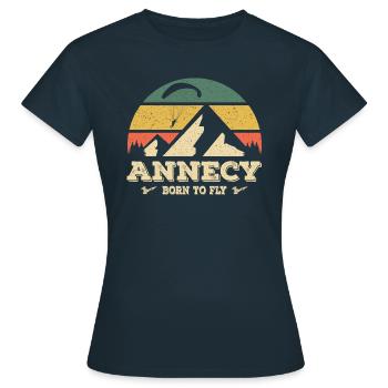 Annecy Né pour voler parapente parapente - T-shirt Femme - marine - Devant - AI Model Female 172 dark (172cm)
