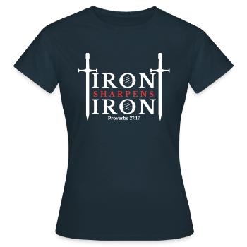 Iron Sharpens Iron - Proverbs 27:17 Apparel - Women's T-Shirt - navy - Front - AI Model Female 172 dark (172cm)
