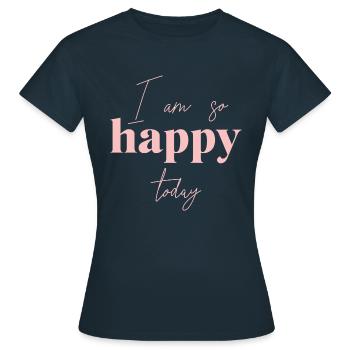 glücklich sein, Glücksgefühl, Glückspilz - Frauen T-Shirt - Navy - Vorne - AI Model Female 172 dark (172cm)