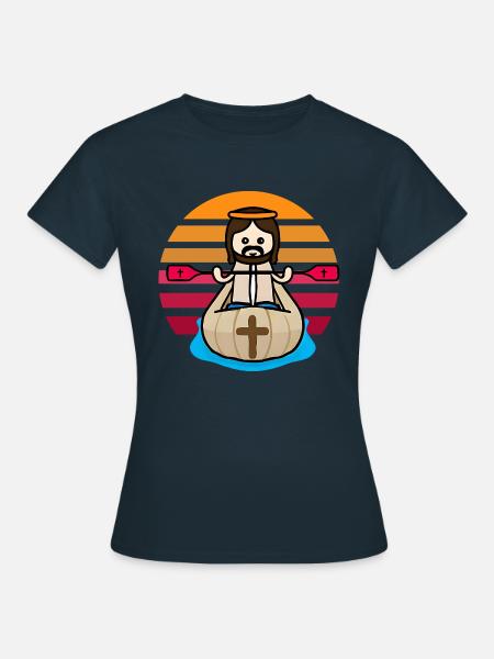 Jesus im Kayak - Frauen T-Shirt - Navy
