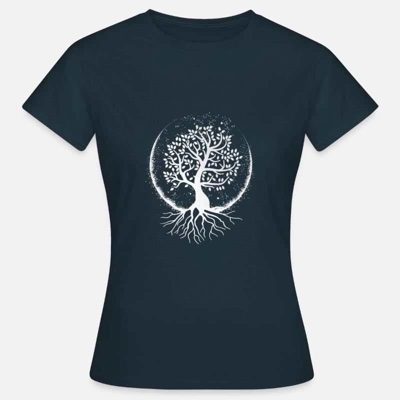 Lebensbaum (dunkler Hintergrund) - Frauen T-Shirt - Navy