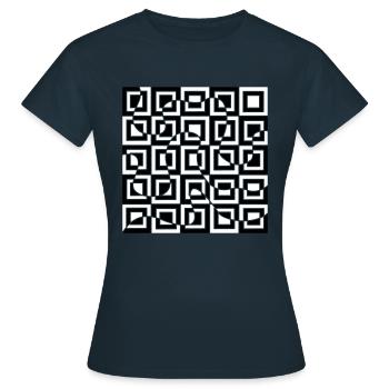 Illusion d’optique avec carrés - T-shirt Femme - marine - Devant - AI Model Female 172 dark (172cm)